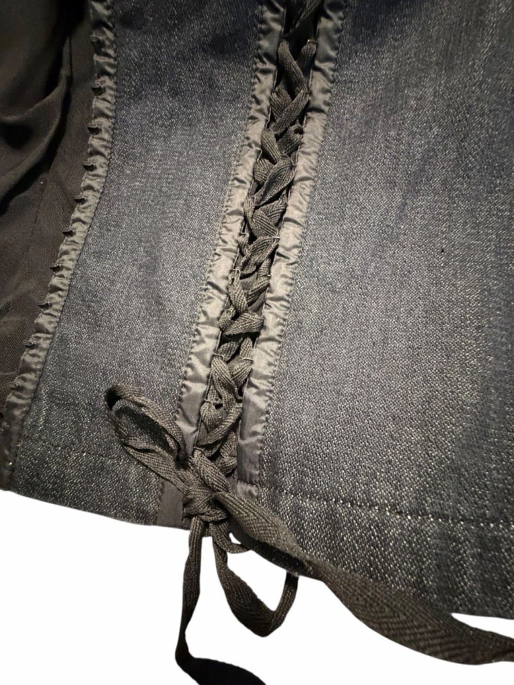 Mariella Burani Woven Trim Dark Denim Jacket Made In Italy - Womens Med - Picture 8 of 15